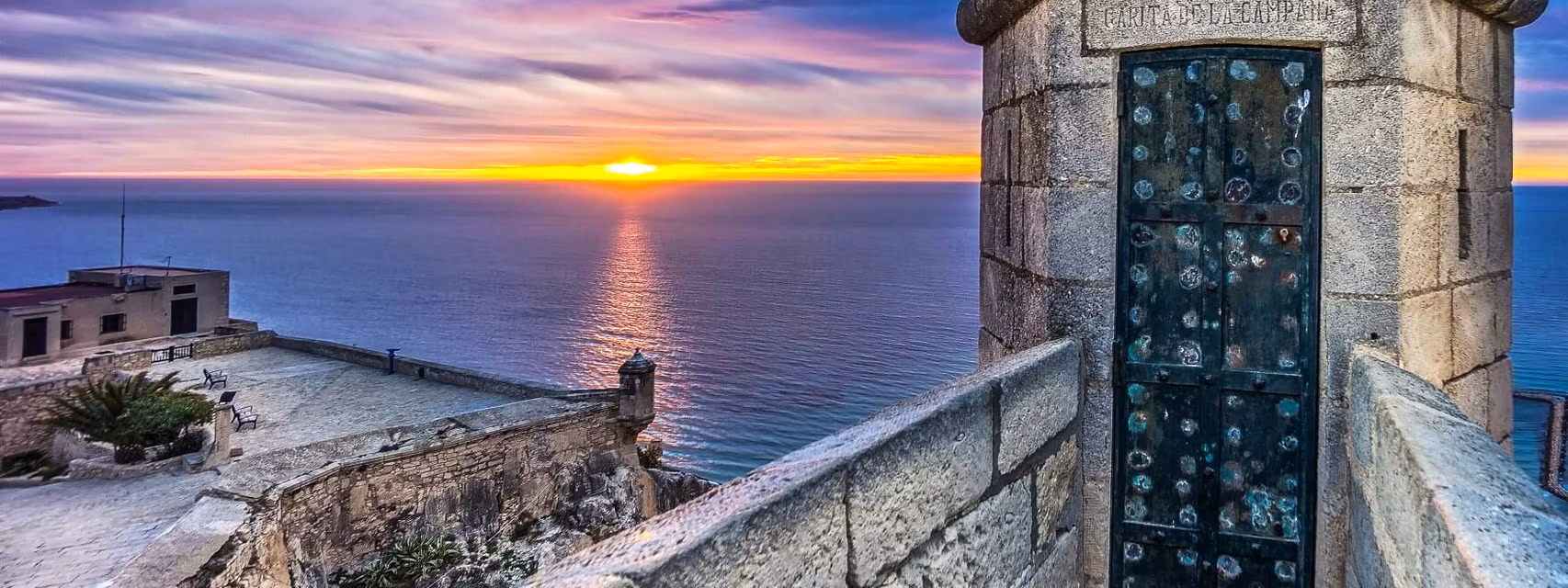 Panoramic views from Santa Bárbara Castle Alicante over the Mediterranean